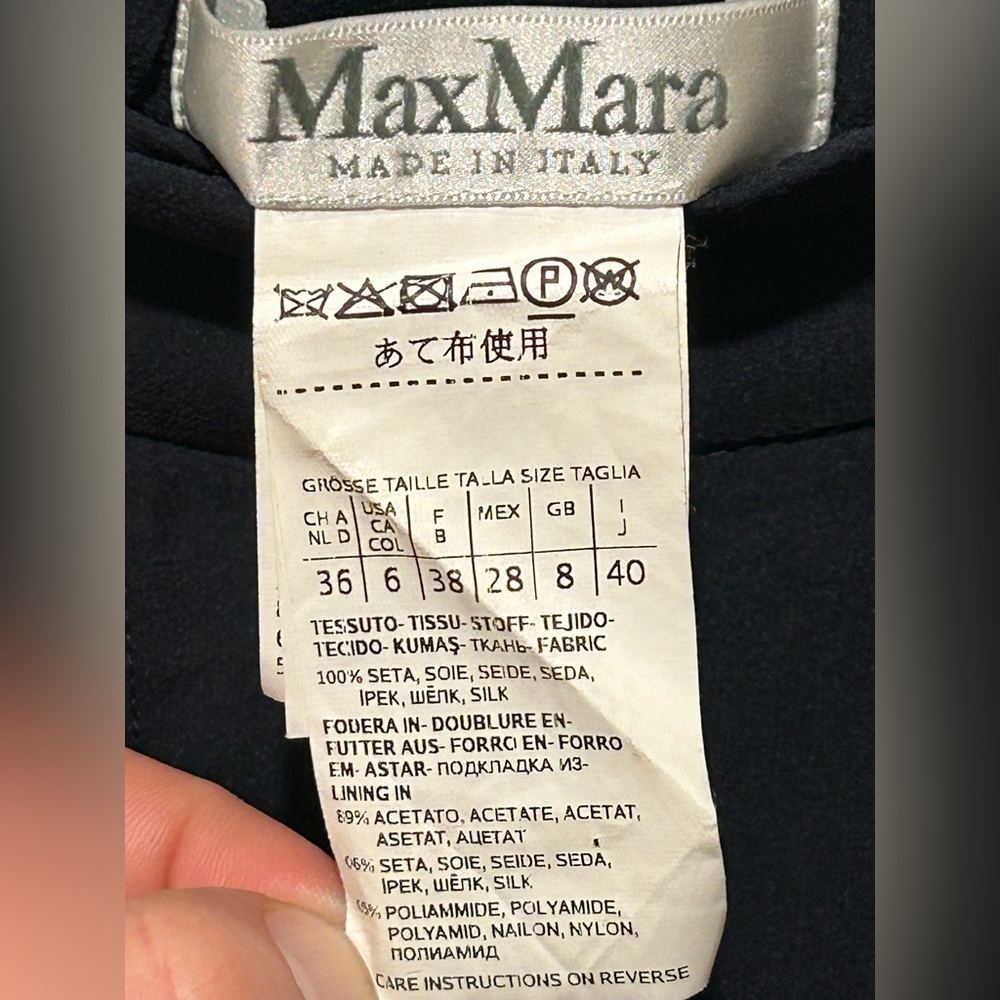Max Mara Silk 100% Wide Leg Navy Trousers Lined Flowy Casual Chic Academia ,6 - Picture 4 of 5